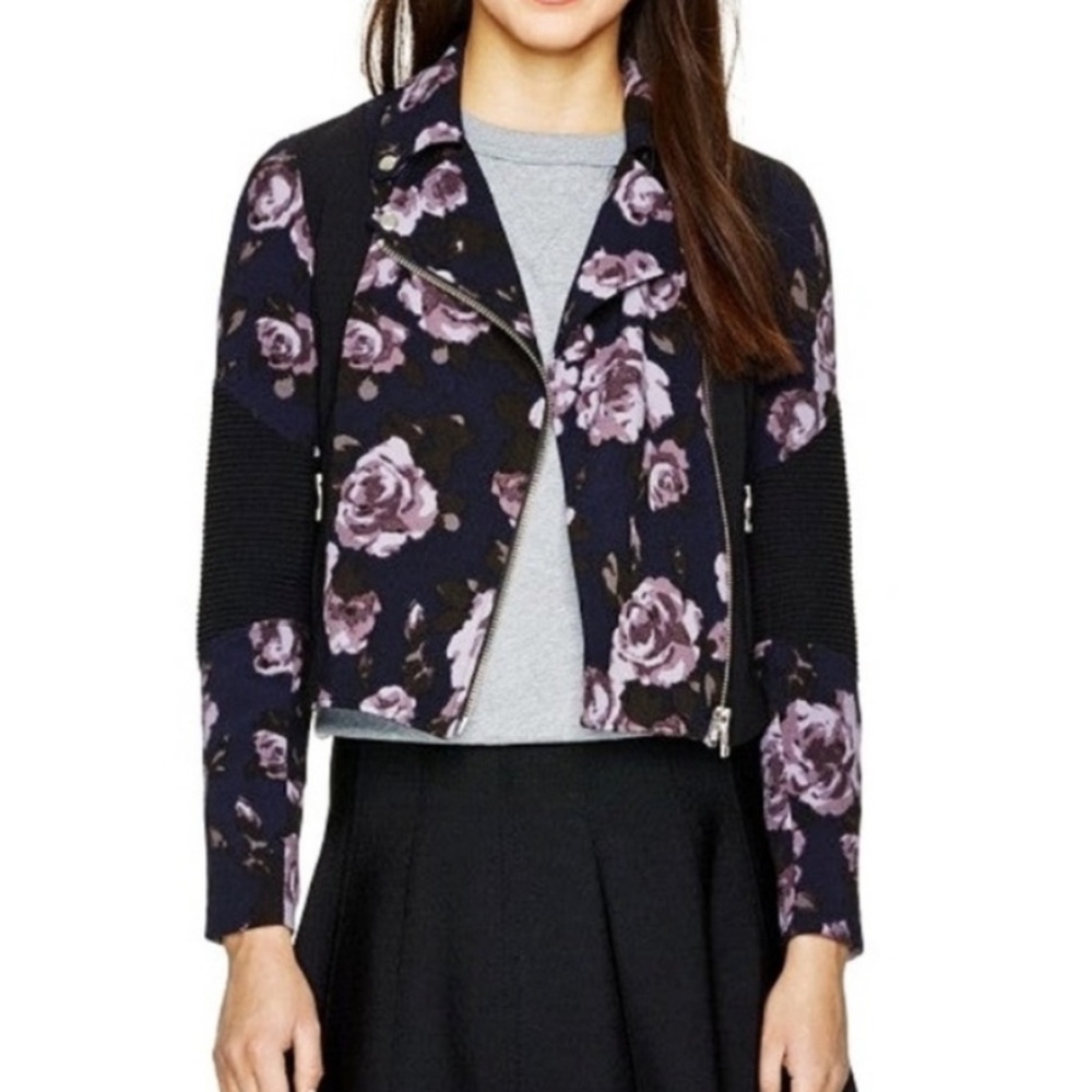 Aritzia Wilfred Floral Spring Moto Jacket Blazer EUC